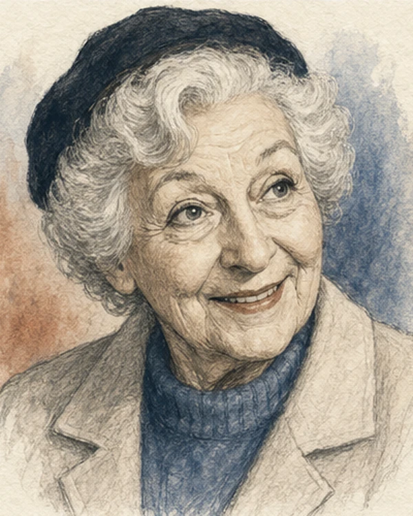 Drawn portrait of Anne Ancelin Schützenberger