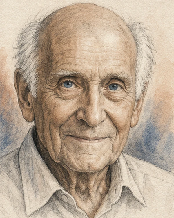 Drawn portrait of Bert Hellinger