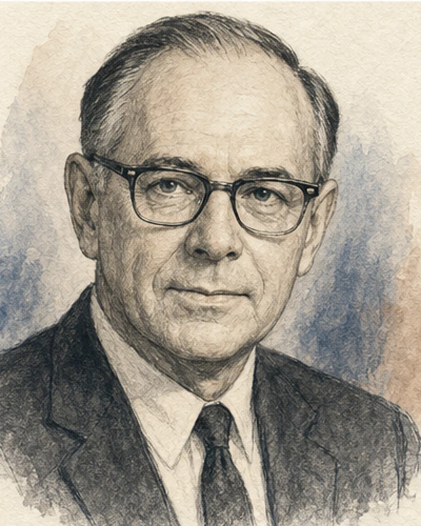 Drawn portrait of Edward Bordin