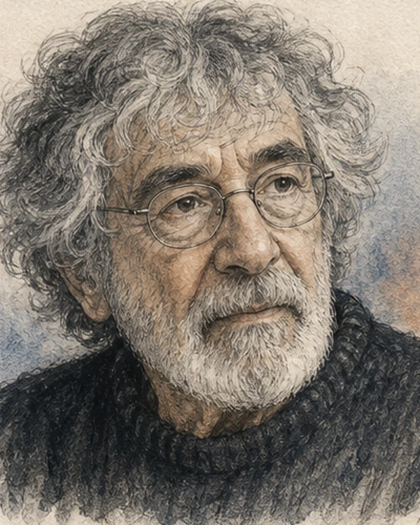 Drawn portrait of Humberto Maturana