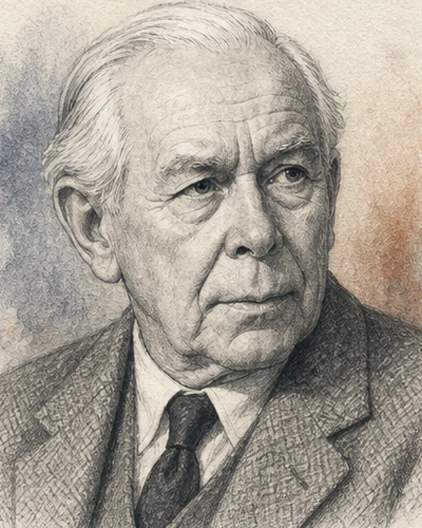 Drawn portrait of John Bowlby