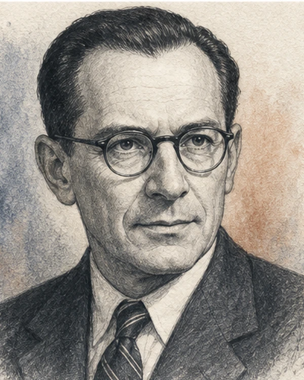 Drawn portrait of Ludwig von Bertalanffy