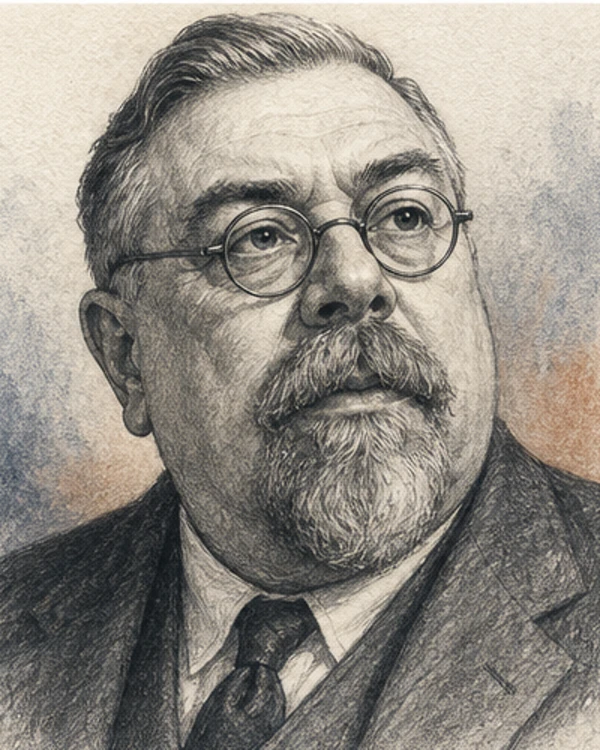Drawn portrait of Norbert Wiener