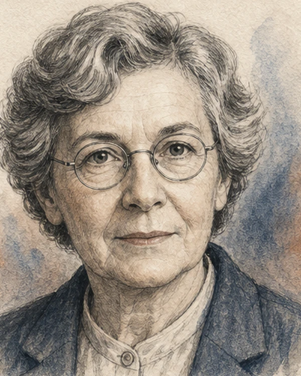 Drawn portrait of Thea Schönfelder