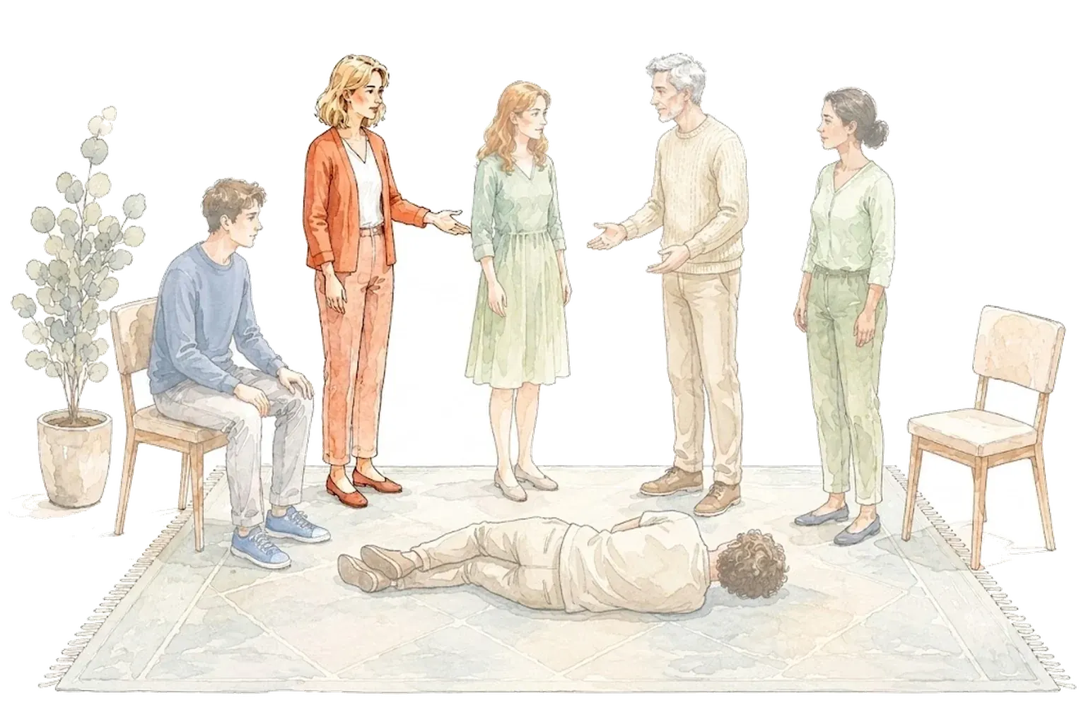 La misma escena, con el facilitador destacado
